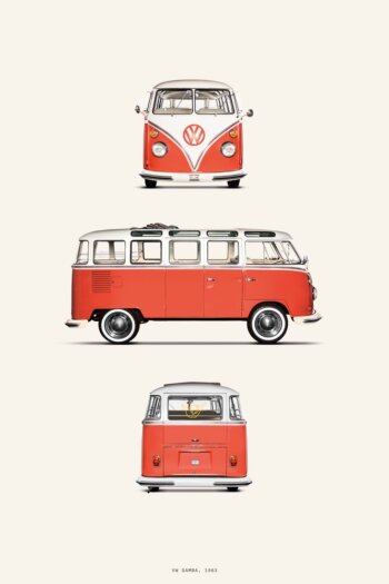 Купить постер Volkswagen Samba 1963
